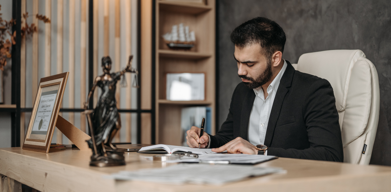 Lawyer working at desk